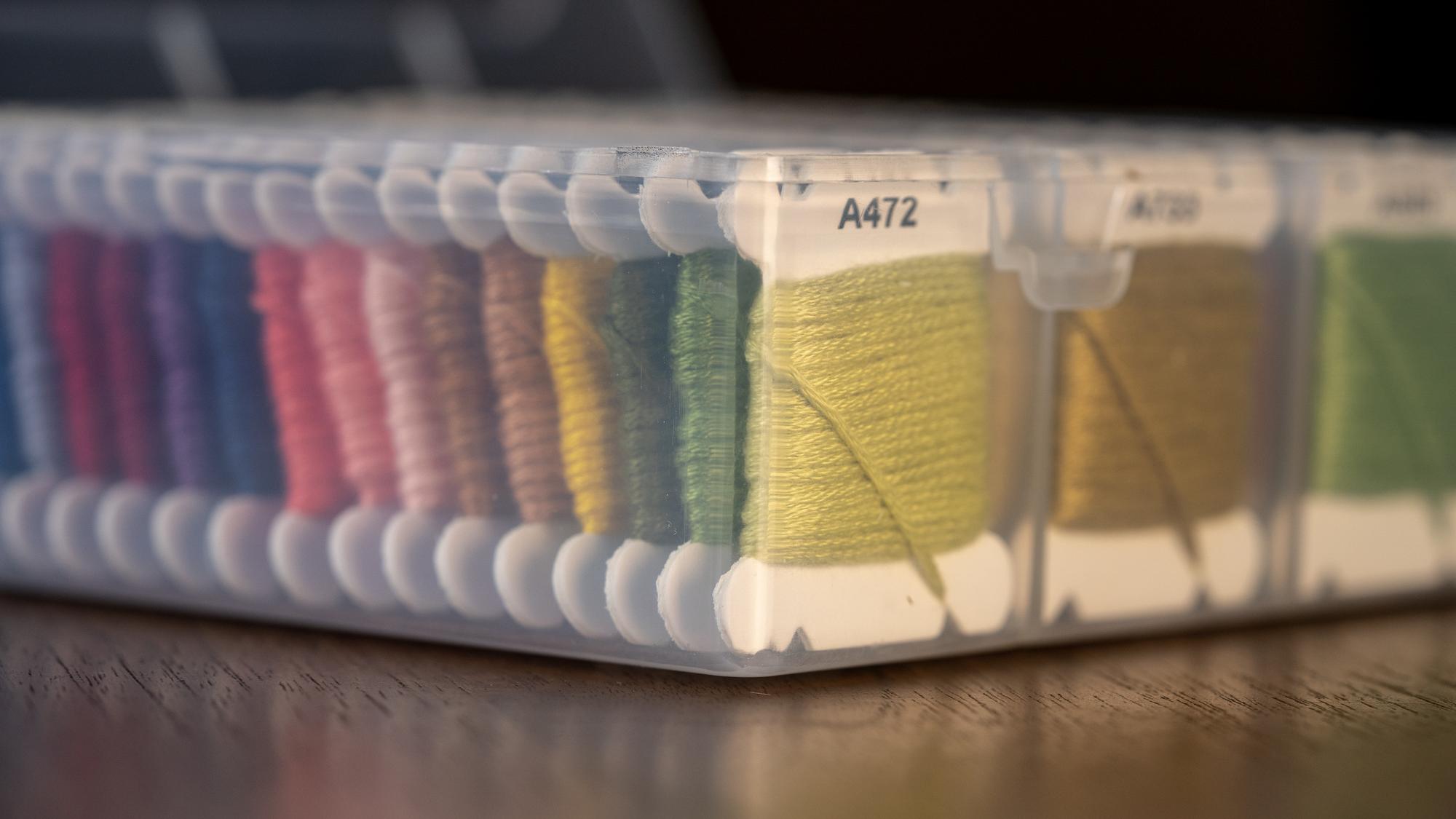 Selection of embroidered samples laid out